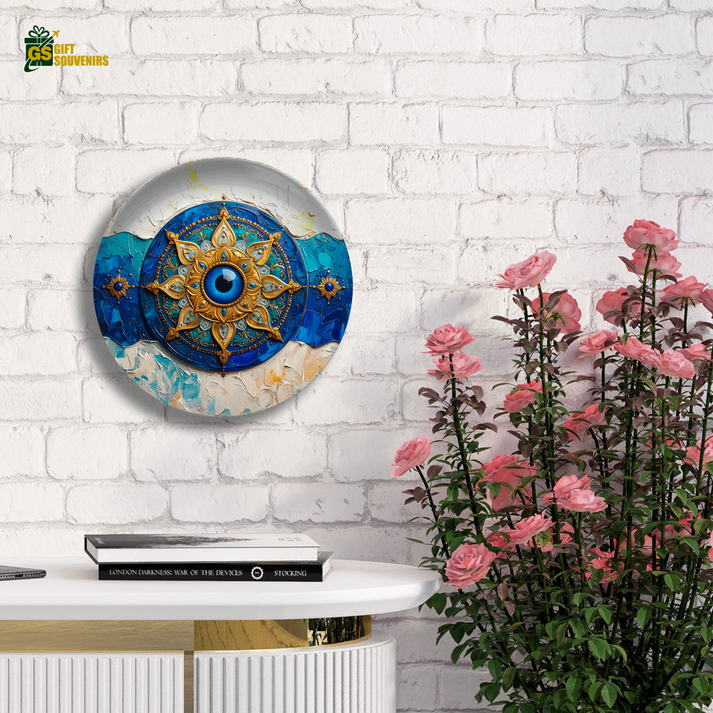 Evil Eye Mandala – Protection & Positive Energy Ceramic Wall Plate