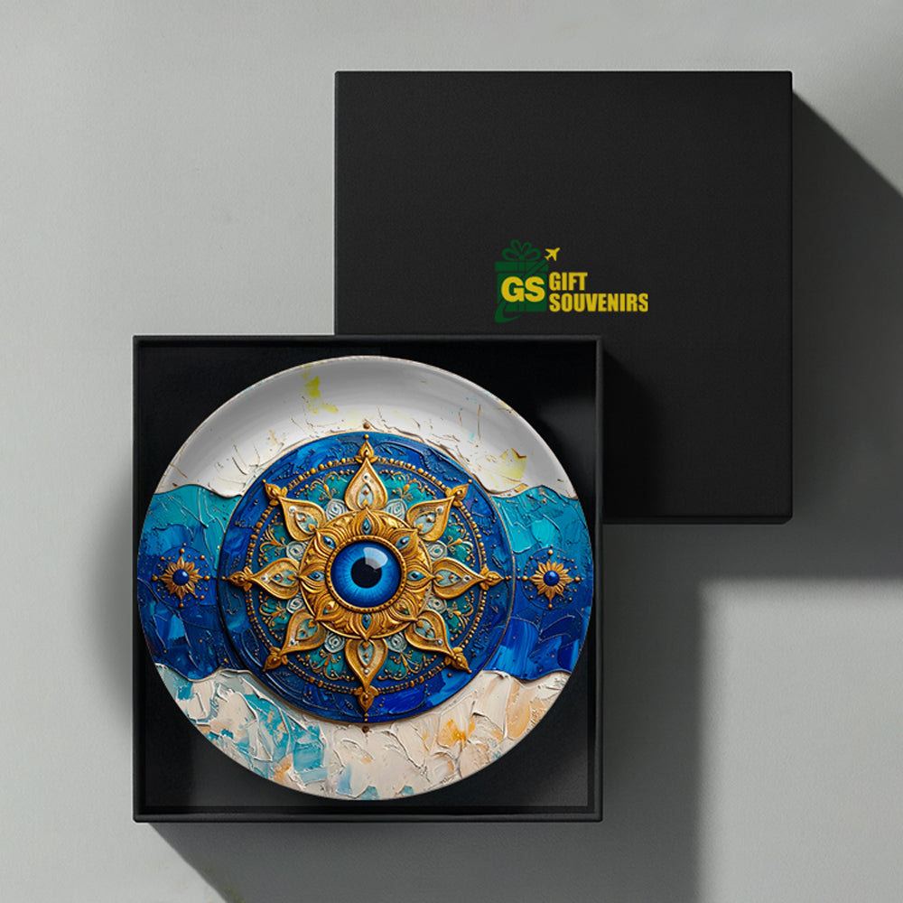 Evil Eye Mandala – Protection & Positive Energy Ceramic Wall Plate