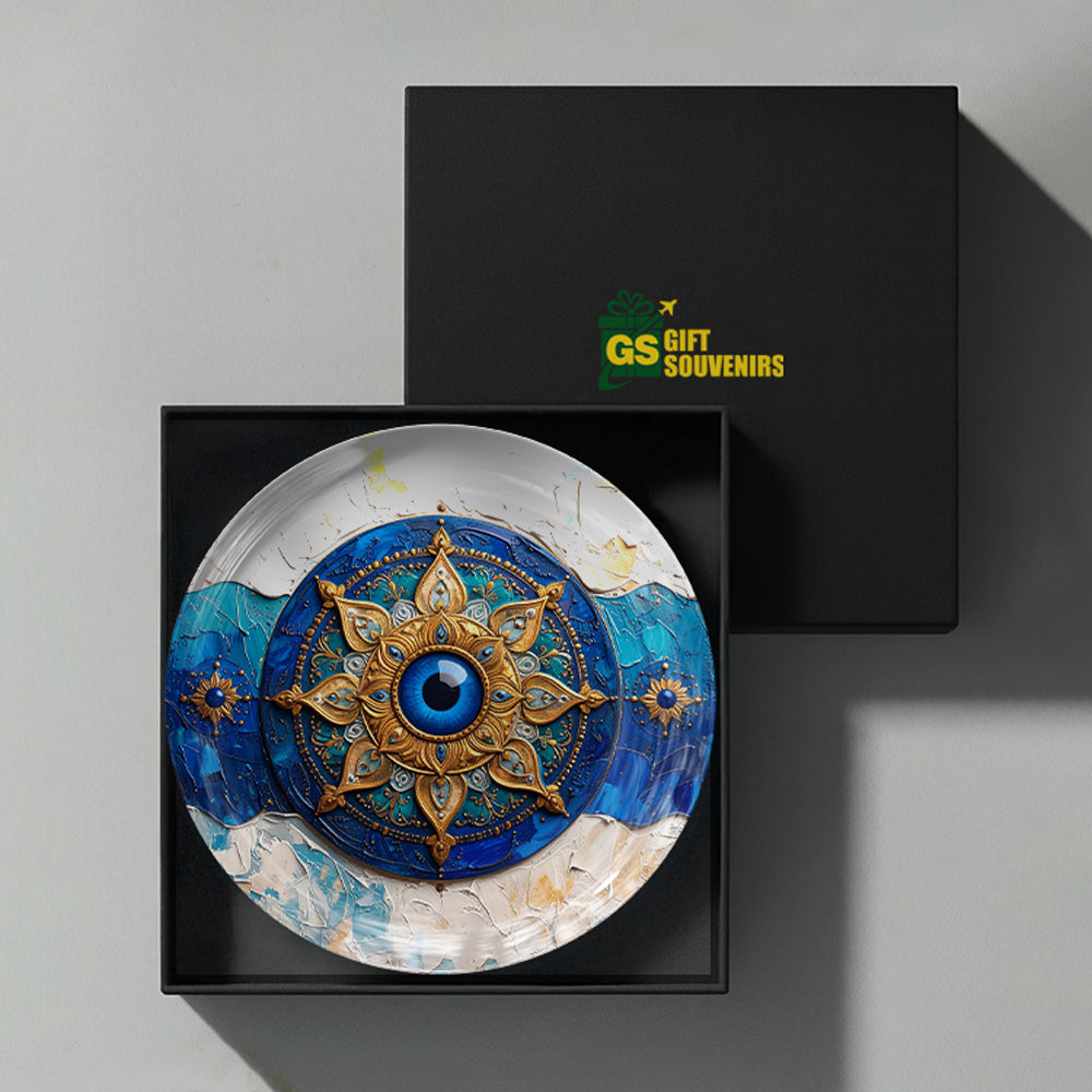 Evil Eye Mandala – Protection & Positive Energy Ceramic Wall Plate