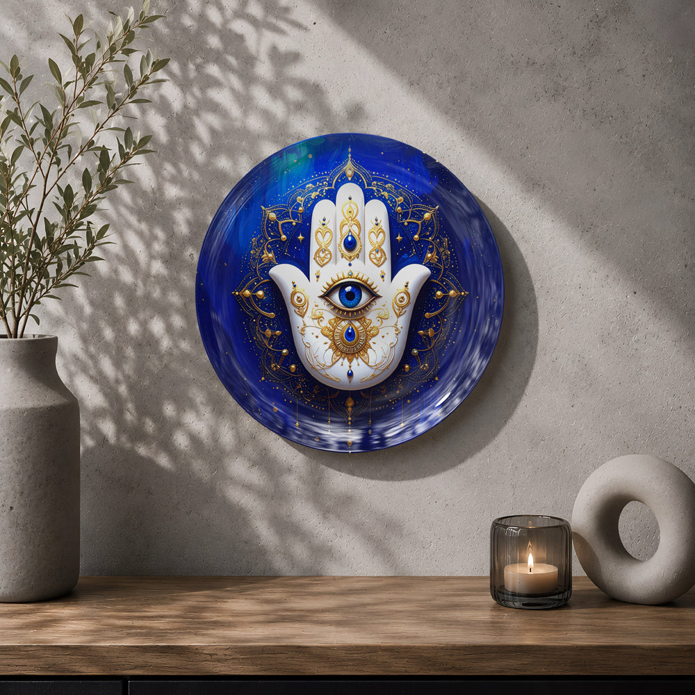 Hamsa Hand of Light Vaastu wall decor plate symbolizing protection, peace and positive energy