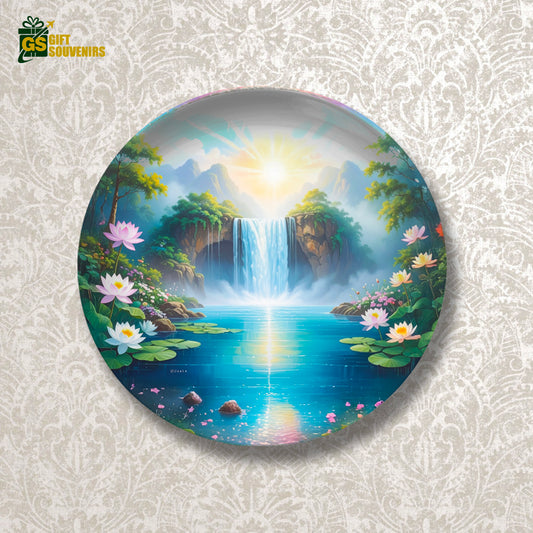 Lotus Falls Sanctuary – Calm & Renewal Ceramic Wall Plate