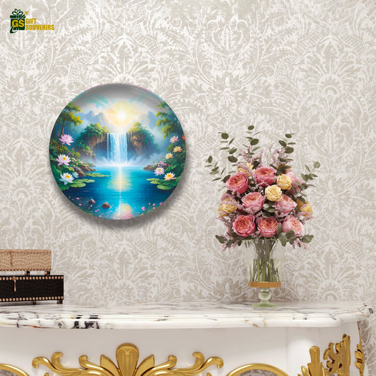Lotus Falls Sanctuary – Calm & Renewal Ceramic Wall Plate
