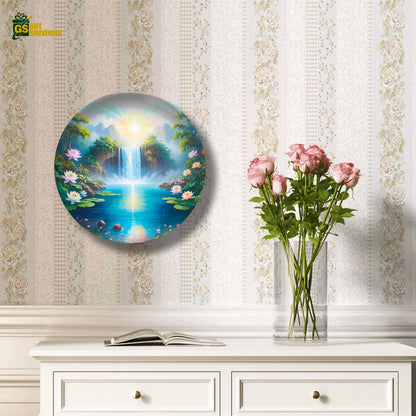 Lotus Falls Sanctuary – Calm & Renewal Ceramic Wall Plate
