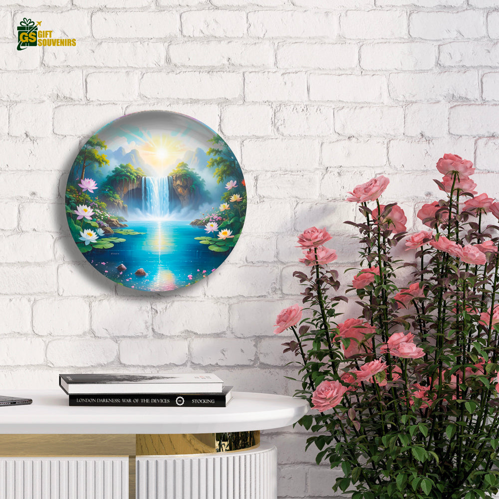 Lotus Falls Sanctuary – Calm & Renewal Ceramic Wall Plate
