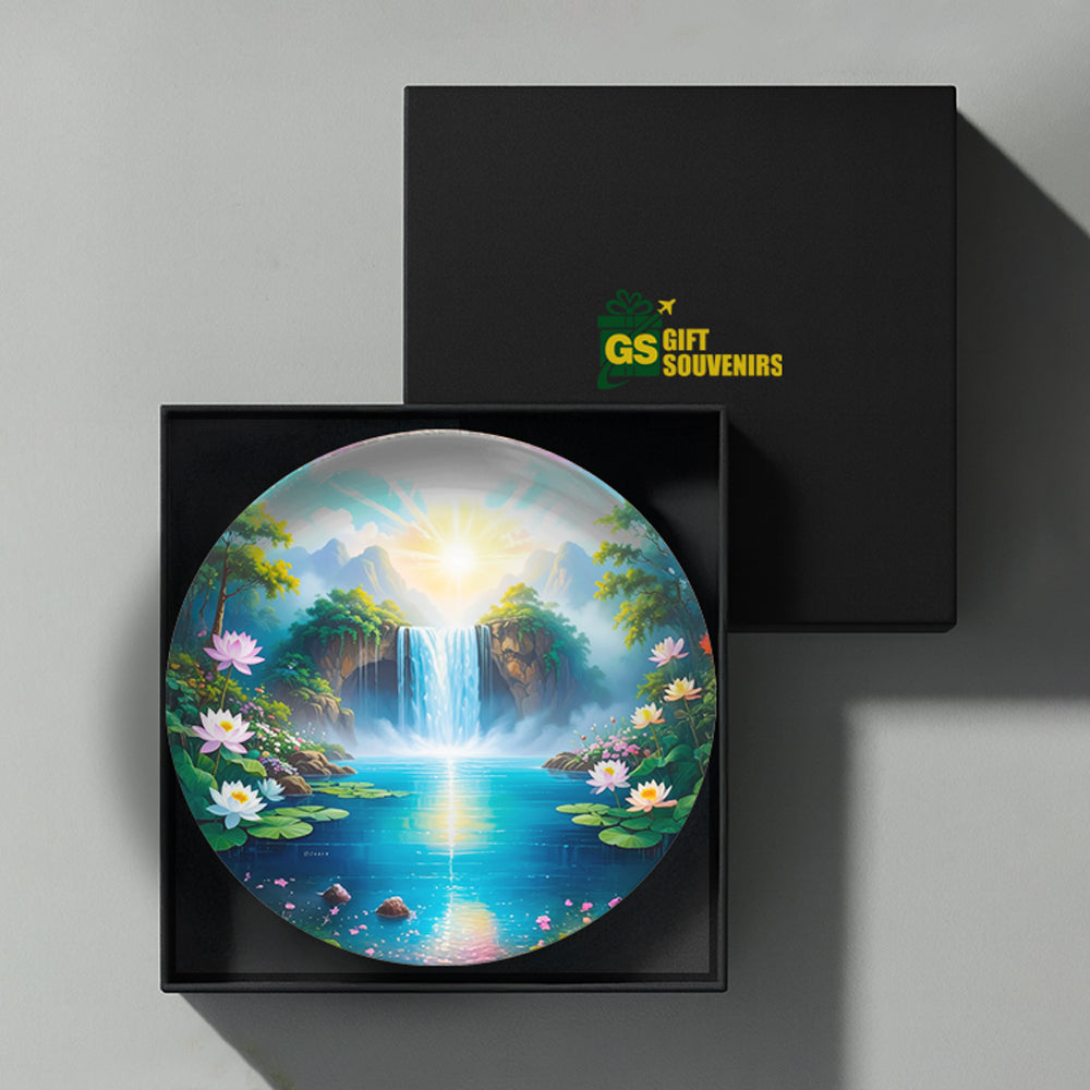 Lotus Falls Sanctuary – Calm & Renewal Ceramic Wall Plate