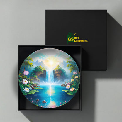 Lotus Falls Sanctuary – Calm & Renewal Ceramic Wall Plate