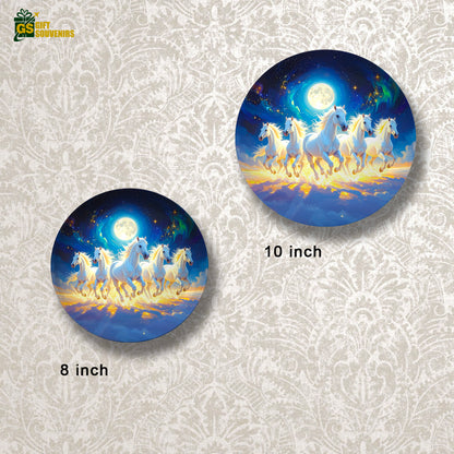 Moonlit White Horses – Celestial Run Ceramic Wall Plate