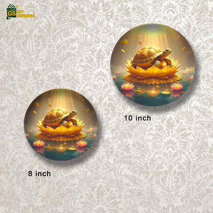 Golden Prosperity – Wealth Turtle Lotus Ceramic Wall Plate