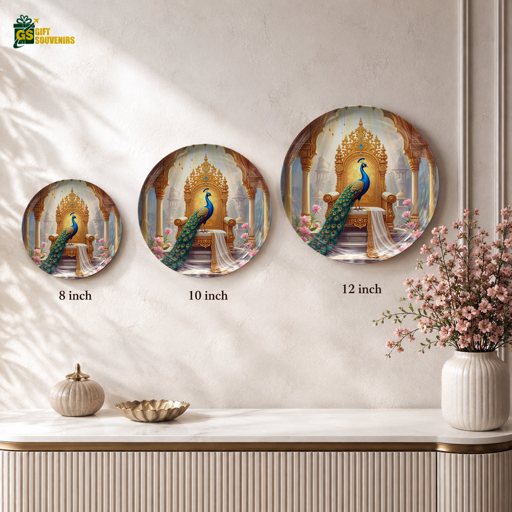Decorative Vaastu peacock wall plate inspired by Indian royal heritage and palace elegance