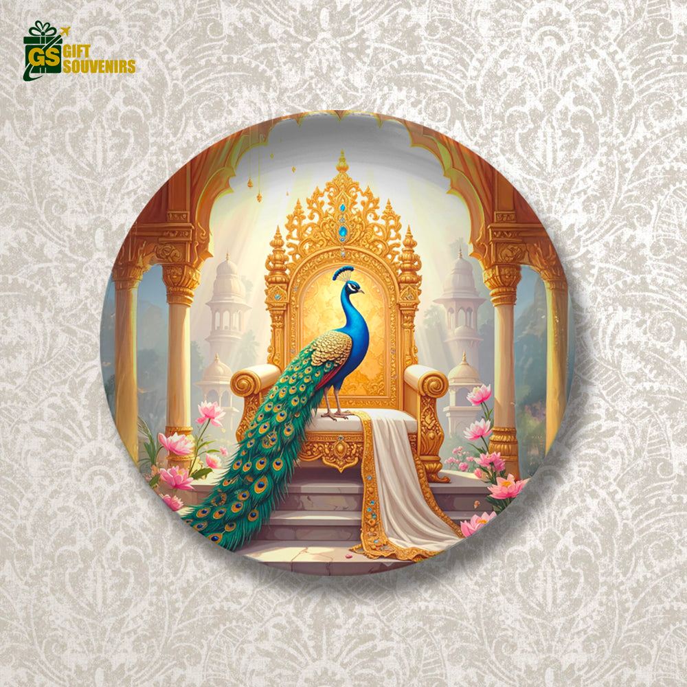 Royal Peacock Majesty – Palace Elegance Ceramic Wall Plate