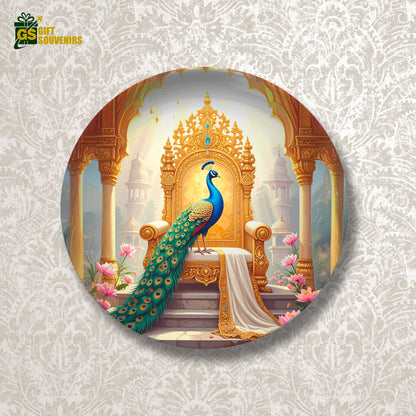 Royal Peacock Majesty – Palace Elegance Ceramic Wall Plate