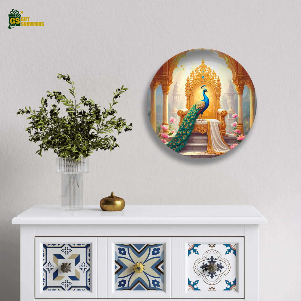 Royal Peacock Majesty – Palace Elegance Ceramic Wall Plate
