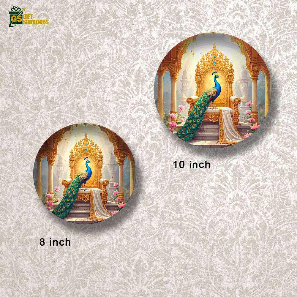 Royal Peacock Majesty – Palace Elegance Ceramic Wall Plate