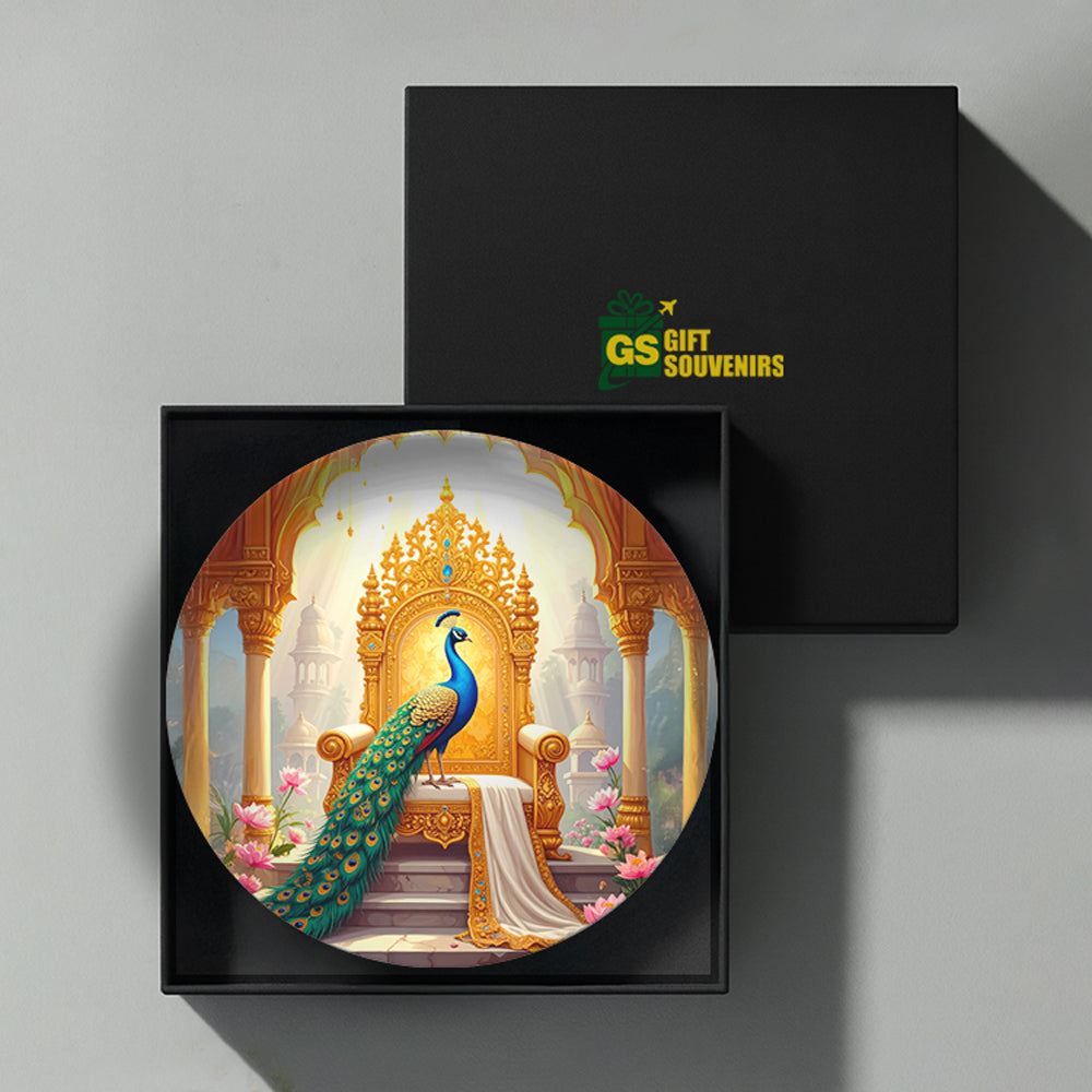 Royal Peacock Majesty – Palace Elegance Ceramic Wall Plate