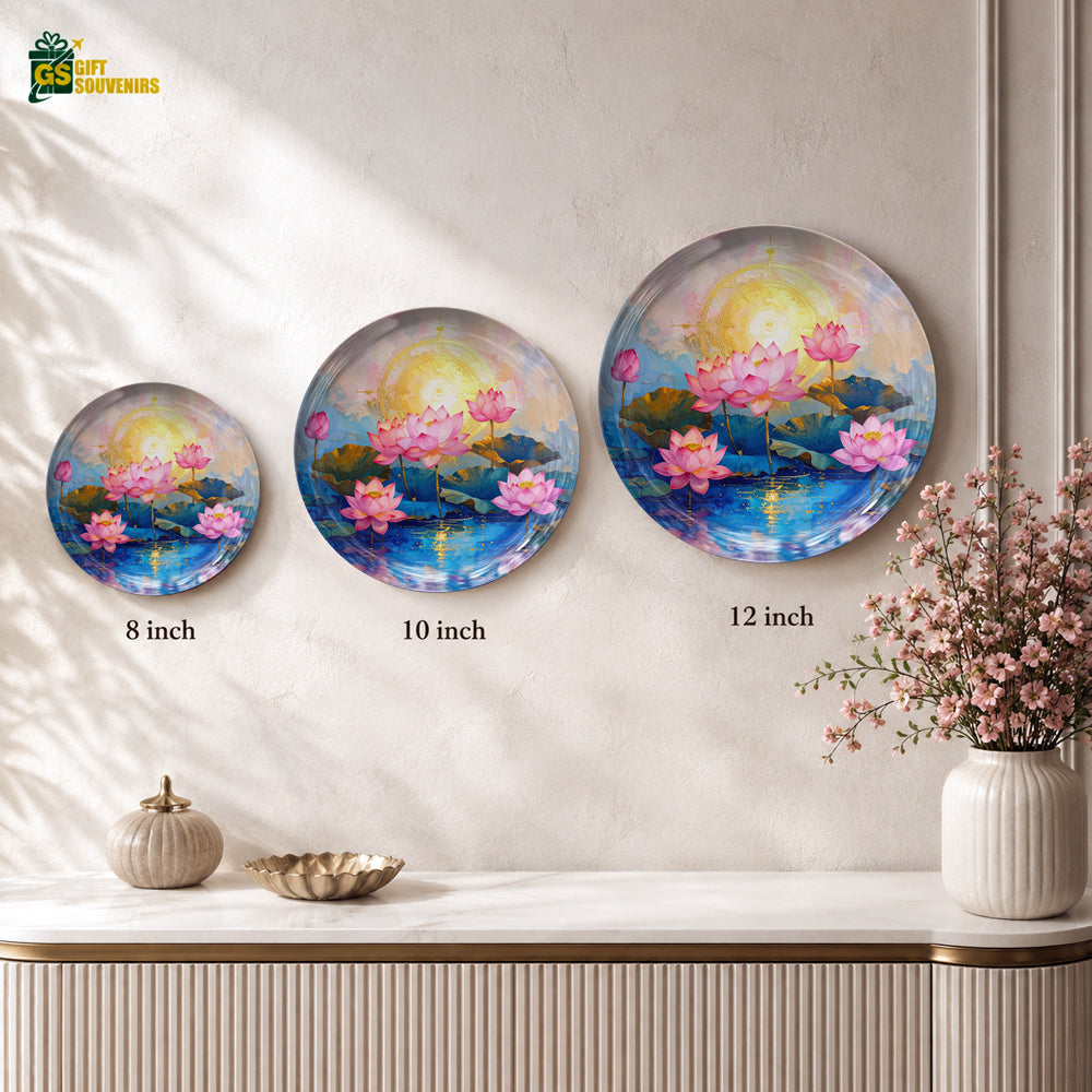 Lotus Radiance Vaastu ceramic wall plate displayed with a premium gift box for gifting