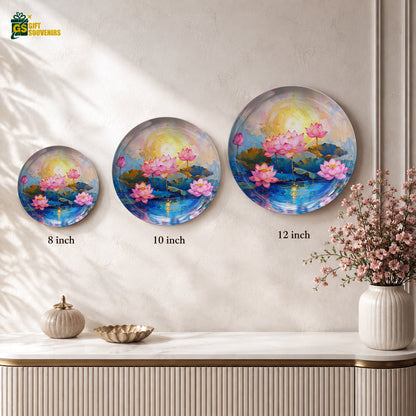 Lotus Radiance Vaastu ceramic wall plate displayed with a premium gift box for gifting