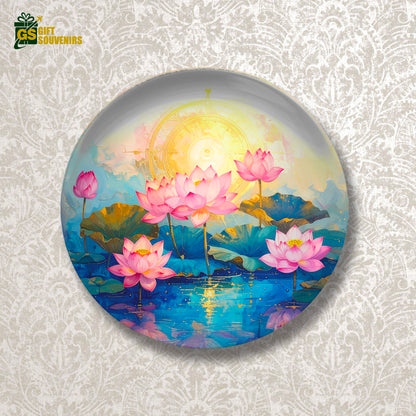 Lotus Radiance – Blooming Serenity Ceramic Wall Plate