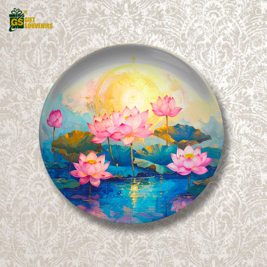 Lotus Radiance – Blooming Serenity Ceramic Wall Plate