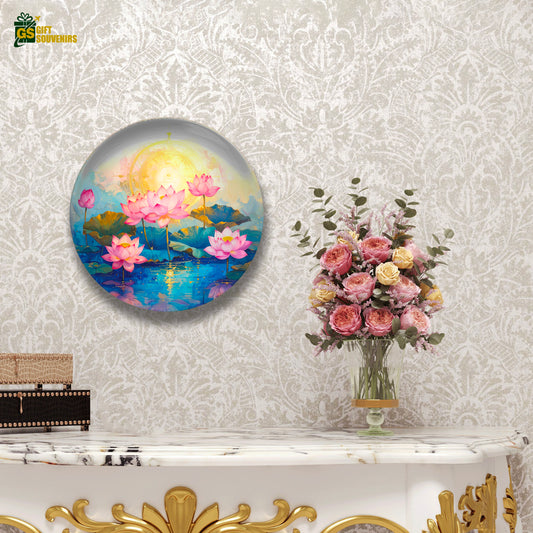 Lotus Radiance – Blooming Serenity Ceramic Wall Plate