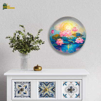Lotus Radiance – Blooming Serenity Ceramic Wall Plate