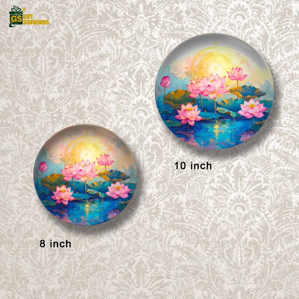 Lotus Radiance – Blooming Serenity Ceramic Wall Plate
