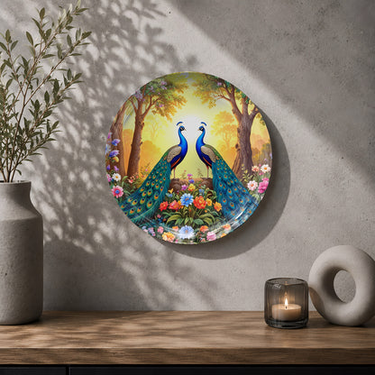 Twin Peacock Paradise Vaastu wall plate for positive energy, harmony and elegant home decor