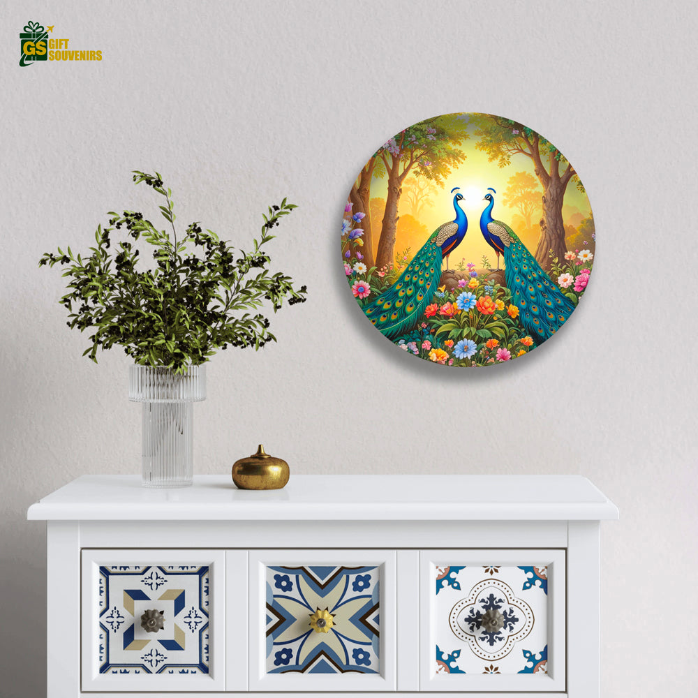 Twin Peacock Paradise – Floral Elegance Ceramic Wall Plate