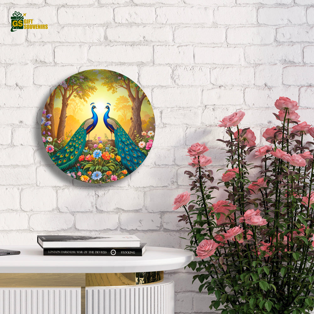 Twin Peacock Paradise – Floral Elegance Ceramic Wall Plate