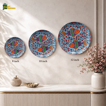 Floral Fish Harmony ceramic wall plate displayed with a premium gift box for gifting