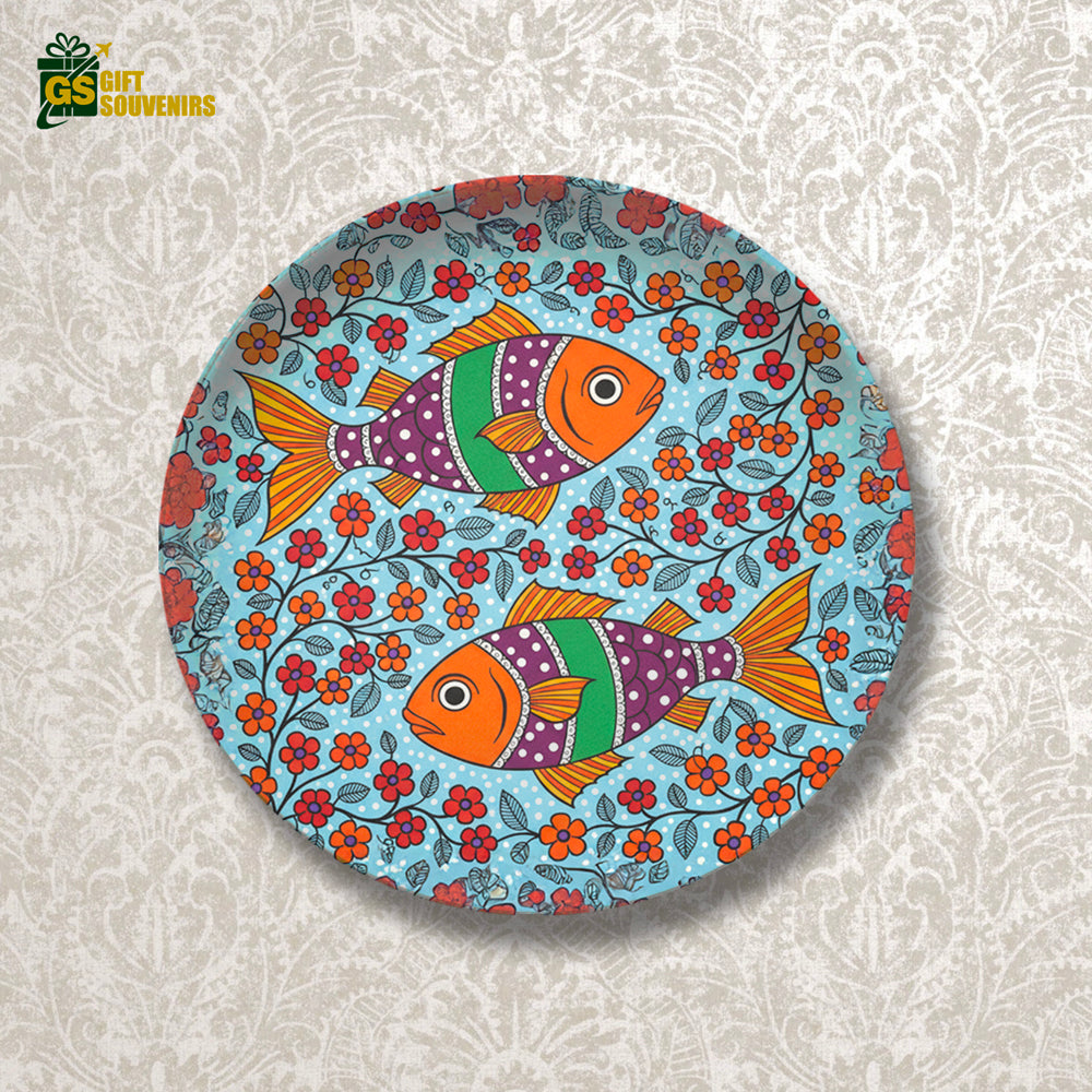 Floral Fish Harmony – Folk Art Ceramic Wall Plate