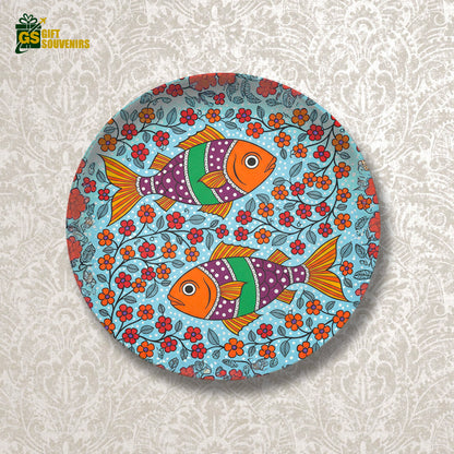 Floral Fish Harmony – Folk Art Ceramic Wall Plate
