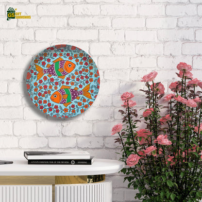 Floral Fish Harmony – Folk Art Ceramic Wall Plate