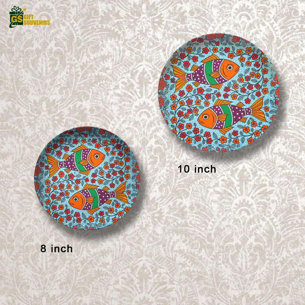 Floral Fish Harmony – Folk Art Ceramic Wall Plate