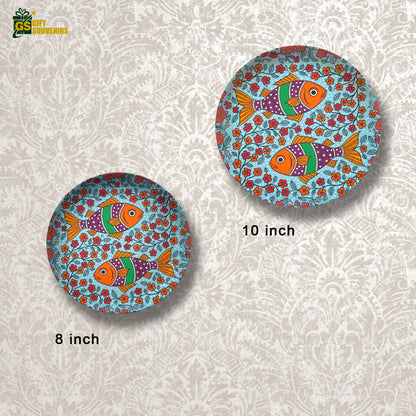 Floral Fish Harmony – Folk Art Ceramic Wall Plate