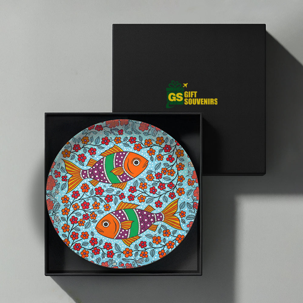 Floral Fish Harmony – Folk Art Ceramic Wall Plate