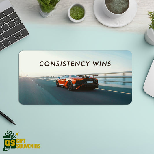 Consistency Wins – Lamborghini Inspired Desk Pad | Desk Mat