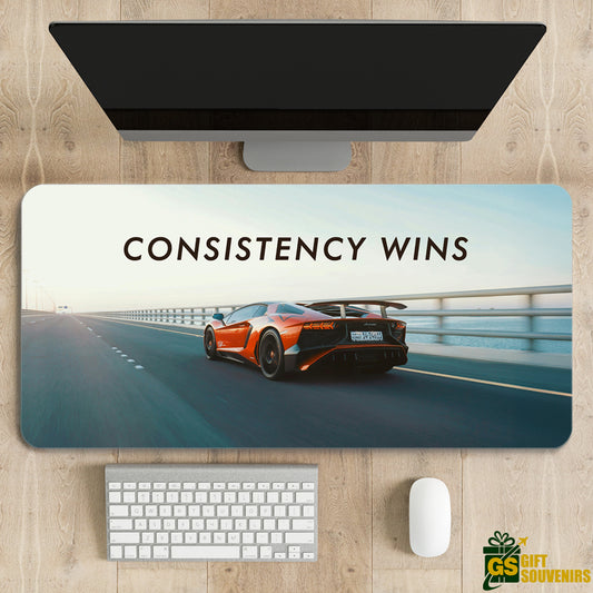 Consistency Wins – Lamborghini Inspired Desk Pad | Desk Mat
