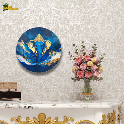 Divine Blue Ganesha – Modern Spiritual Art Ceramic Wall Plate