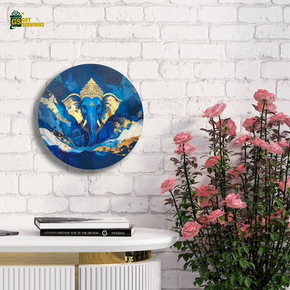 Divine Blue Ganesha – Modern Spiritual Art Ceramic Wall Plate