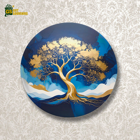 Golden Tree of Life – Luxury Abstract Ceramic Wall Plate