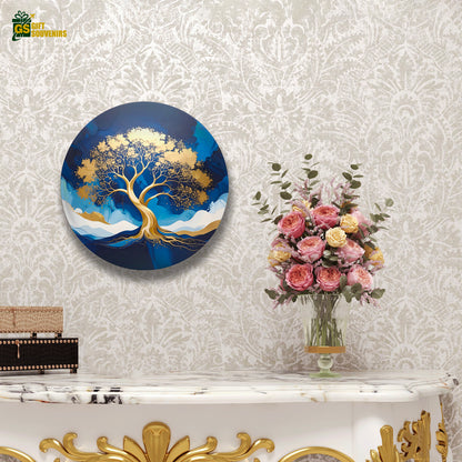 Golden Tree of Life – Luxury Abstract Ceramic Wall Plate