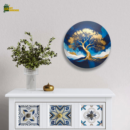 Golden Tree of Life – Luxury Abstract Ceramic Wall Plate