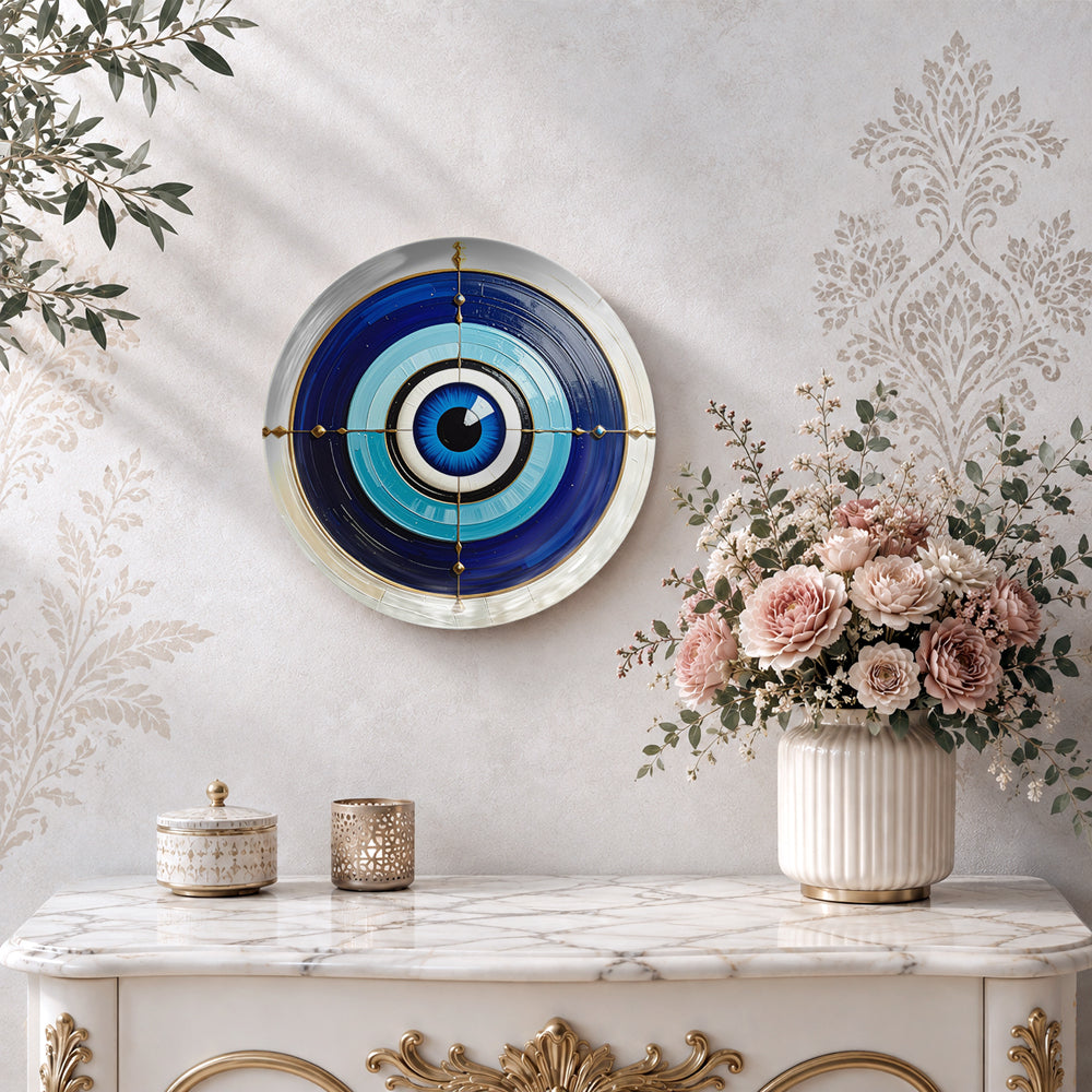 Azure Nazar Shield Evil Eye wall decor plate for Vaastu and Feng Shui home interiors
