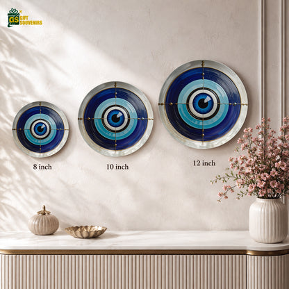 Azure Nazar Shield Evil Eye ceramic wall plate with premium gift box for thoughtful gifting