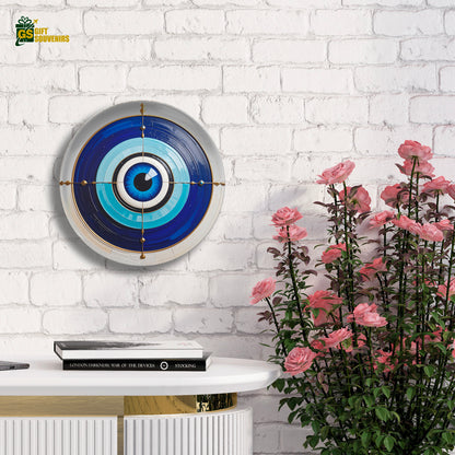 Azure Nazar Shield – Evil Eye Protection Ceramic Wall Plate