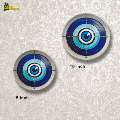 Azure Nazar Shield – Evil Eye Protection Ceramic Wall Plate
