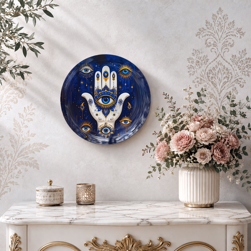 Mystic Hamsa – Evil Eye Protection Ceramic Wall Plate