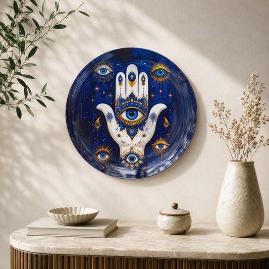 Mystic Hamsa – Evil Eye Protection Ceramic Wall Plate