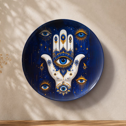 Mystic Hamsa – Evil Eye Protection Ceramic Wall Plate