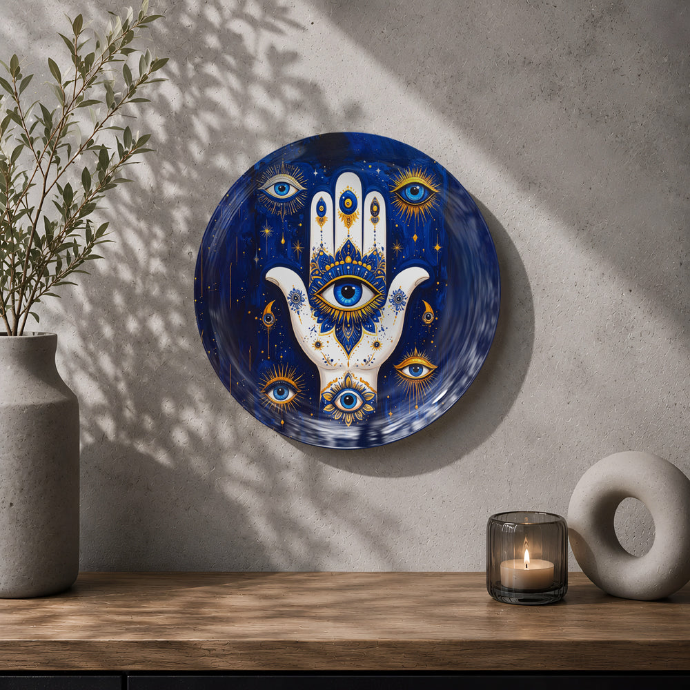 Mystic Hamsa – Evil Eye Protection Ceramic Wall Plate